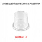 Kubeczki na tusz do tatuażu z podstawką 100szt - 13mm - Transparentne