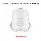 Kubeczki na tusz do tatuażu z podstawką 100szt - 15mm - Transparentne