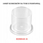 Kubeczki na tusz do tatuażu z podstawką 100szt - 18mm - Transparentne