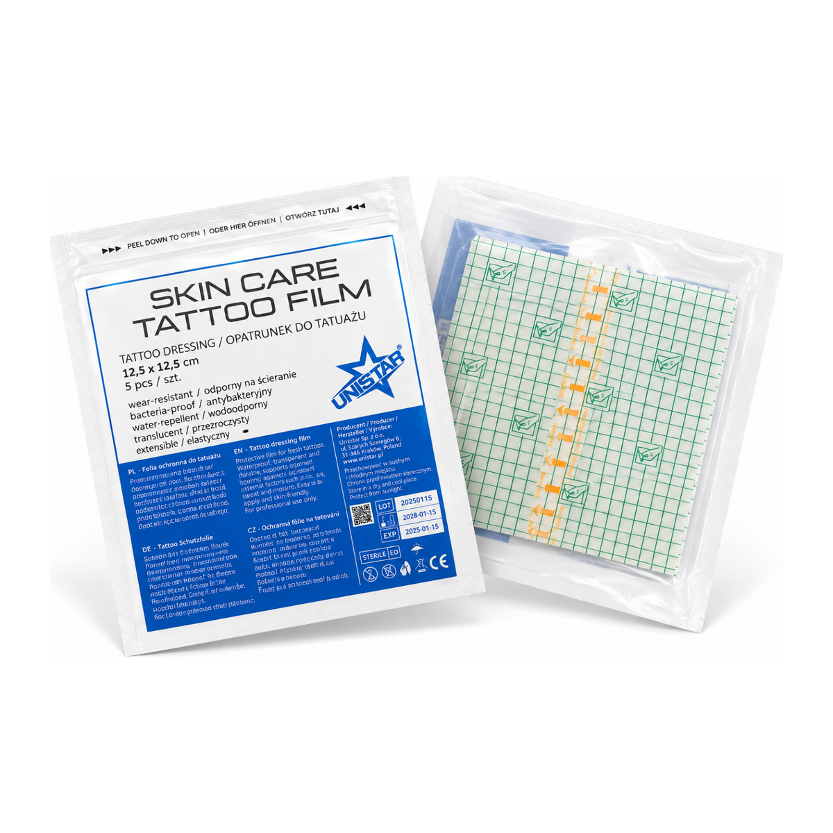 UNISTAR Second Skin - Opatrunek na Tatuaż 12,5x12,5cm - 5 szt.