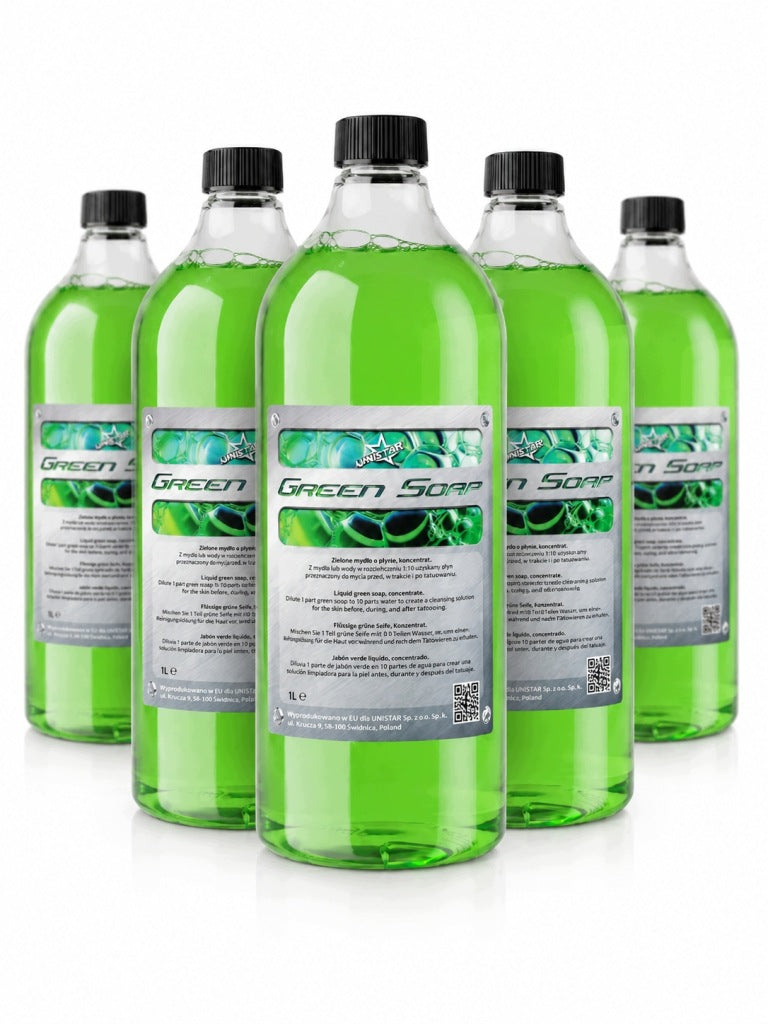 Zielone mydło do tatuażu - Koncentrat 1:10 - UNISTAR - Green Soap 1L Tattoo