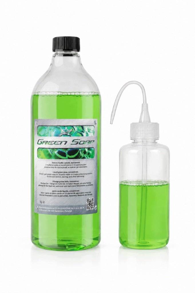 Zielone mydło do tatuażu - Koncentrat 1:10 - UNISTAR - Green Soap 1L Tattoo