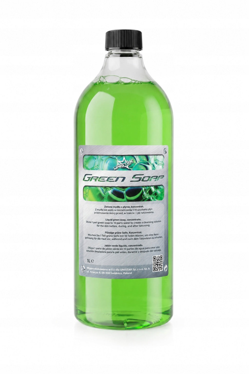 Zielone mydło do tatuażu - Koncentrat 1:10 - UNISTAR - Green Soap 1L Tattoo