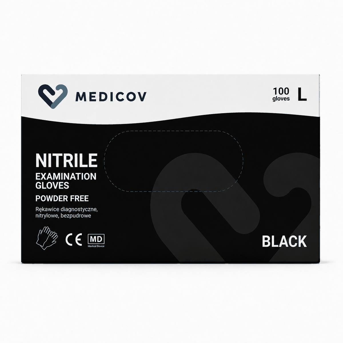 Rękawiczki Nitrylowe BLACK Bezpudrowe Medicov 100 szt. L - Wyrób Medyczny