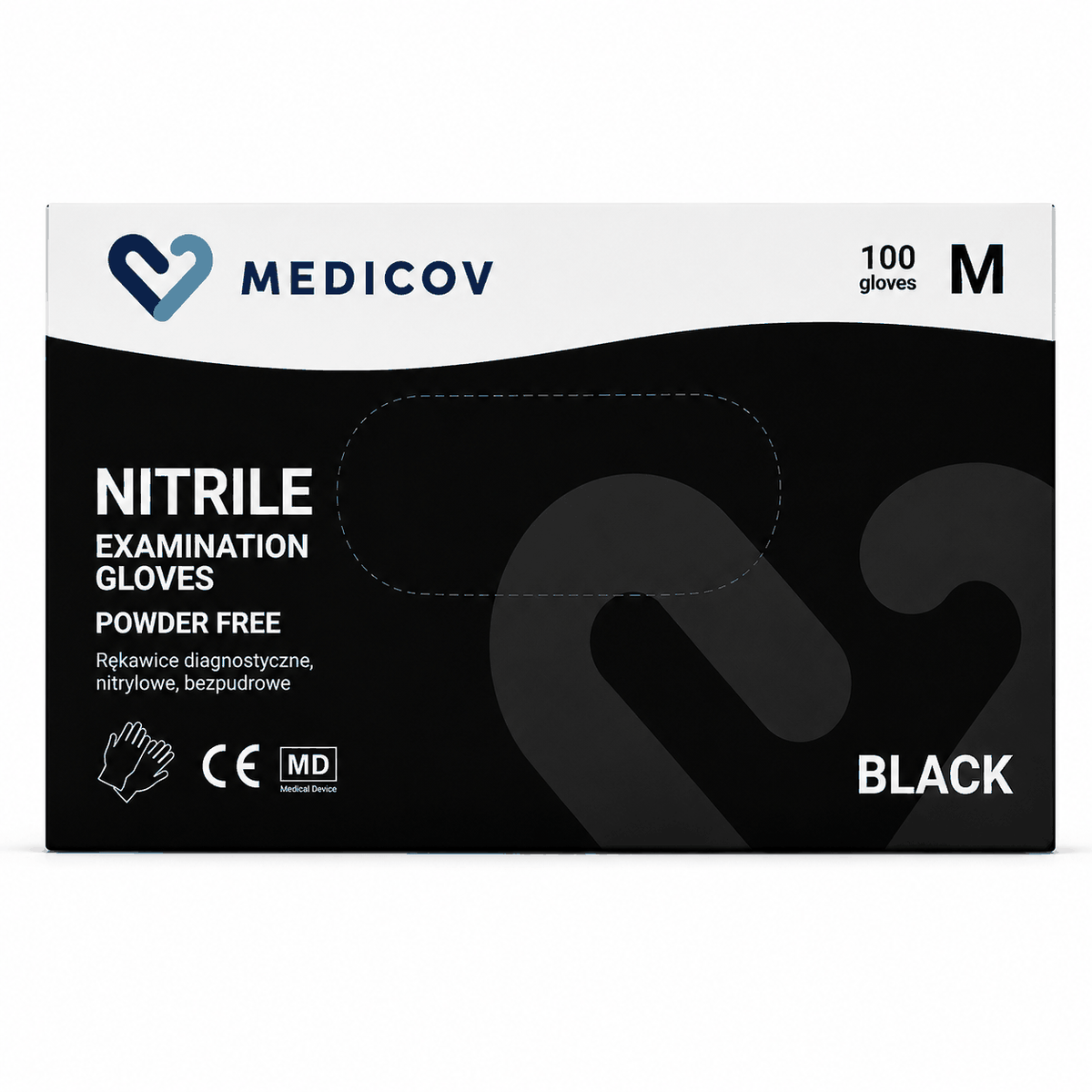 Rękawiczki Nitrylowe BLACK Bezpudrowe Medicov 100 szt. M - Wyrób Medyczny