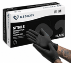 Rękawiczki Nitrylowe BLACK Bezpudrowe Medicov 100 szt. M - Wyrób Medyczny – zdjęcie 3