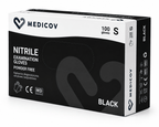 Rękawiczki Nitrylowe BLACK Bezpudrowe Medicov 100 szt. S - Wyrób Medyczny – zdjęcie 2