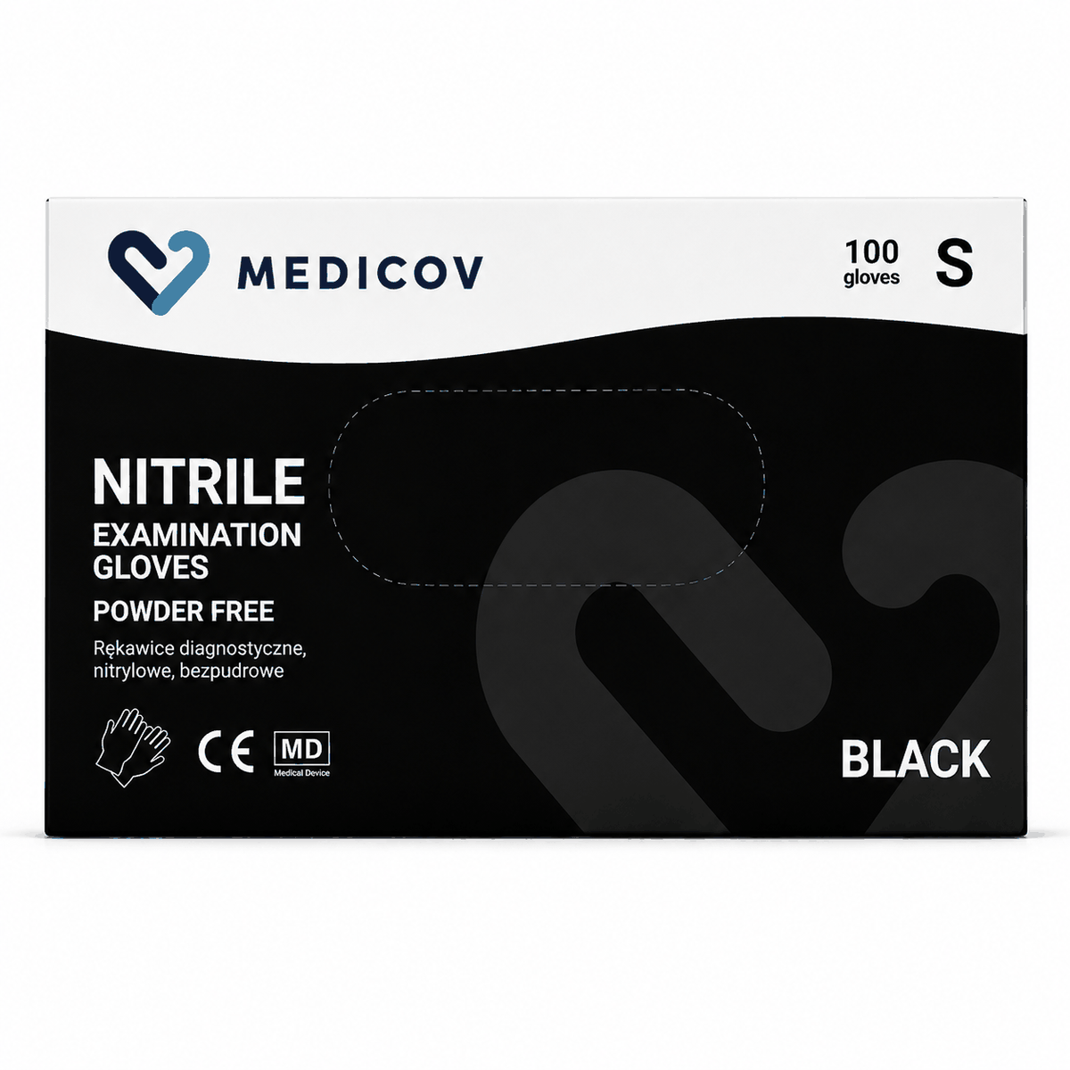 Rękawiczki Nitrylowe BLACK Bezpudrowe Medicov 100 szt. S - Wyrób Medyczny