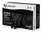 Rękawiczki Nitrylowe BLACK Bezpudrowe Medicov 100 szt. S - Wyrób Medyczny – zdjęcie 4