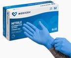 Rękawiczki Nitrylowe BLUE Bezpudrowe Medicov 100 szt. M - Wyrób Medyczny – zdjęcie 2
