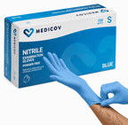Rękawiczki Nitrylowe BLUE Bezpudrowe Medicov 100 szt. S - Wyrób Medyczny – zdjęcie 2