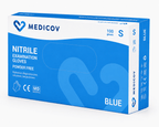 Rękawiczki Nitrylowe BLUE Bezpudrowe Medicov 100 szt. S - Wyrób Medyczny – zdjęcie 3