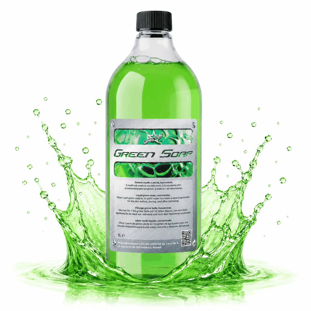 Zielone mydło do tatuażu - Koncentrat 1:10 - UNISTAR - Green Soap 1L Tattoo – zdjęcie 5