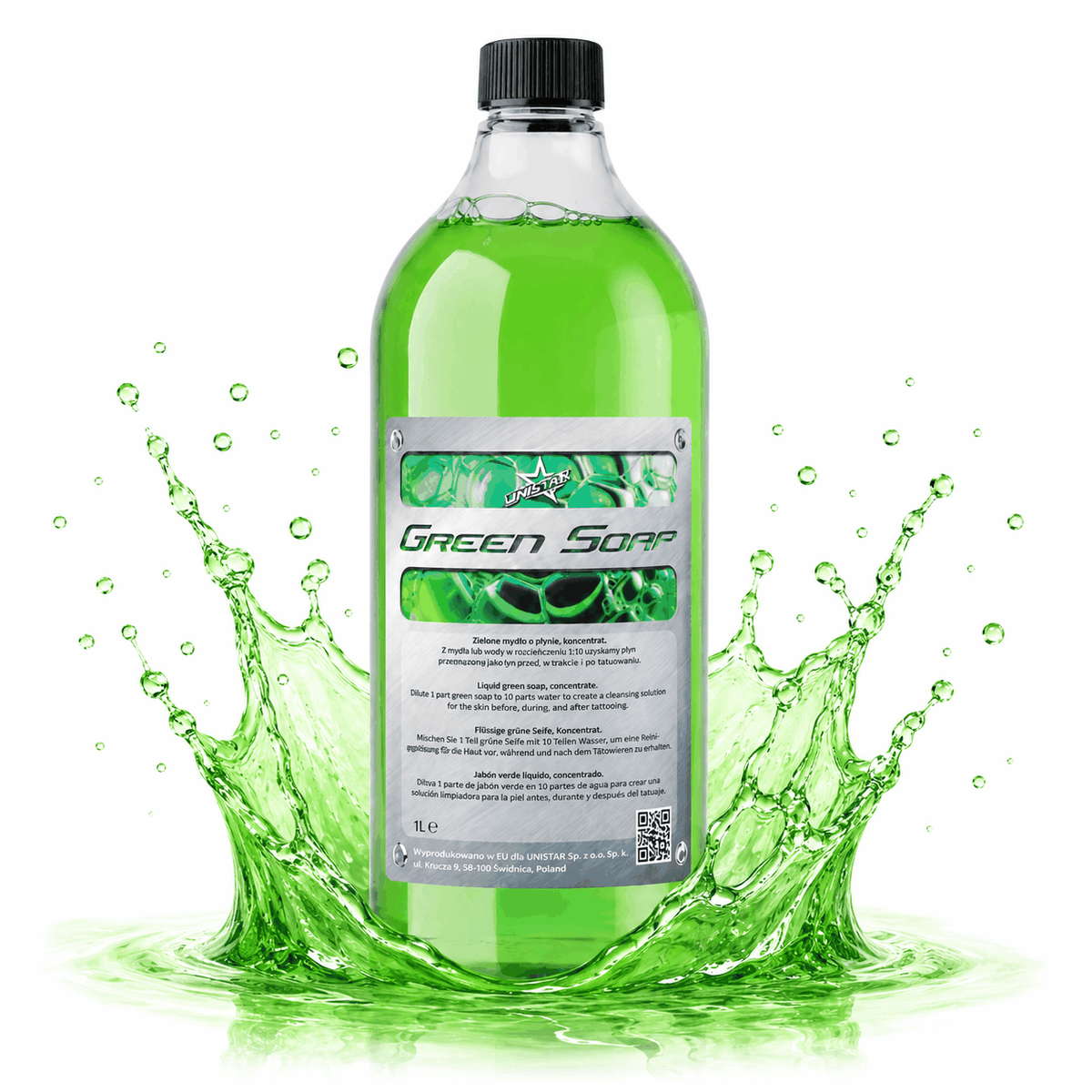 Zielone mydło do tatuażu - Koncentrat 1:10 - UNISTAR - Green Soap 1L Tattoo – zdjęcie 5