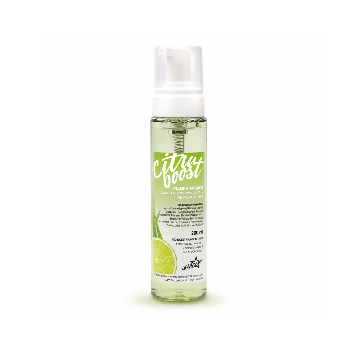 Mydło, pianka myjąca do tatuażu cytusowa - Unistar - Citro Boost - 200ml