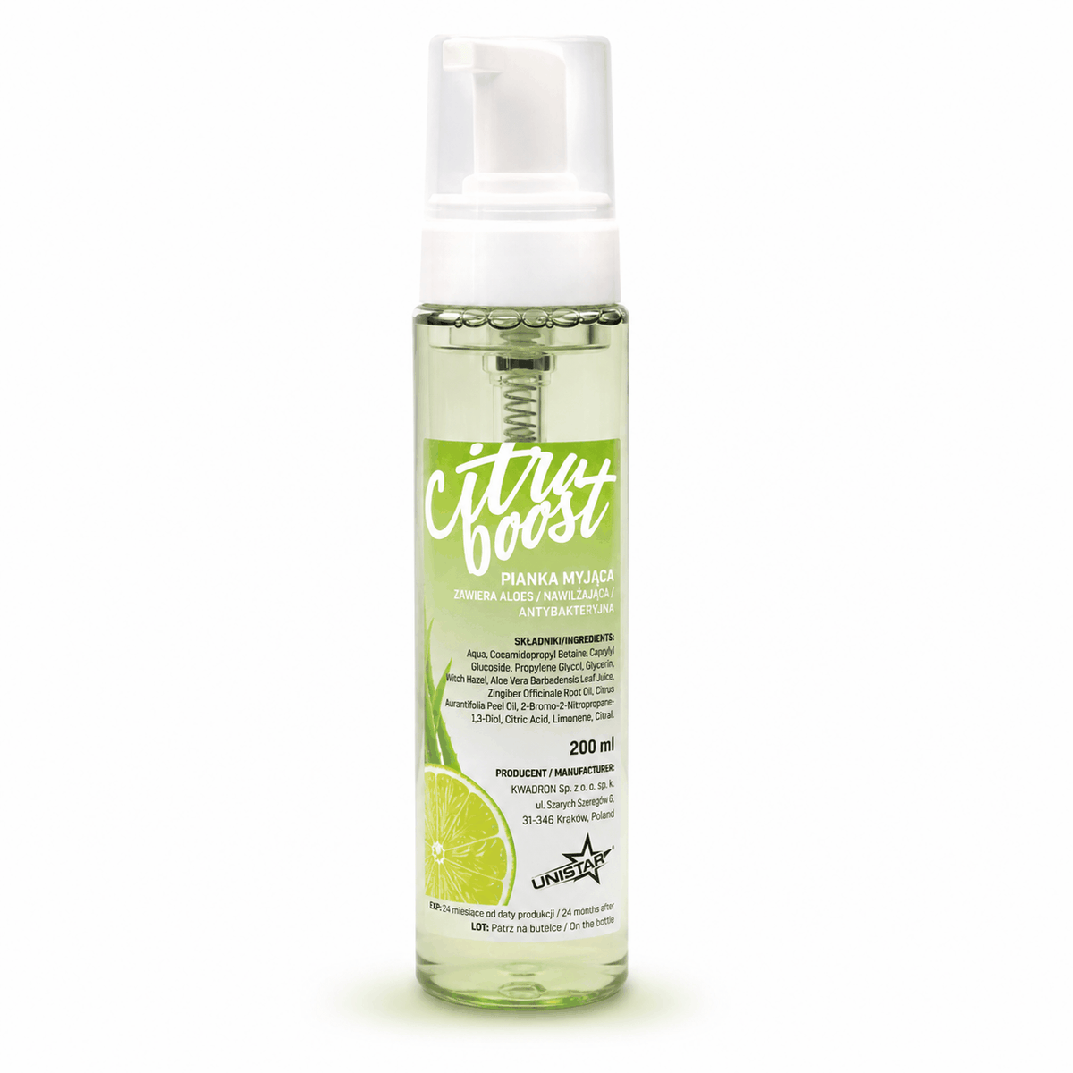 Mydło, pianka myjąca do tatuażu cytusowa - Unistar - Citro Boost - 200ml