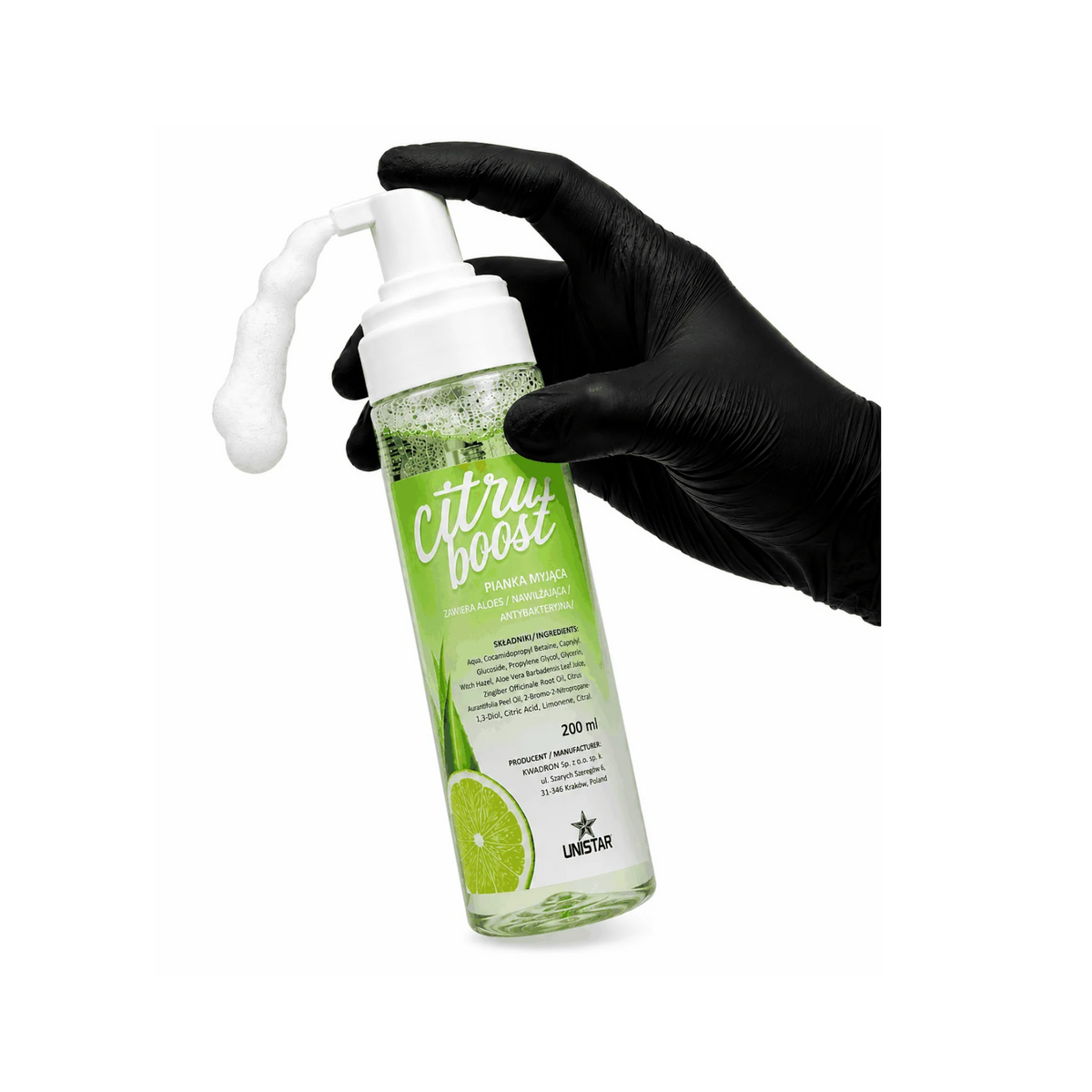 Mydło, pianka myjąca do tatuażu cytusowa - Unistar - Citro Boost - 200ml – zdjęcie 2