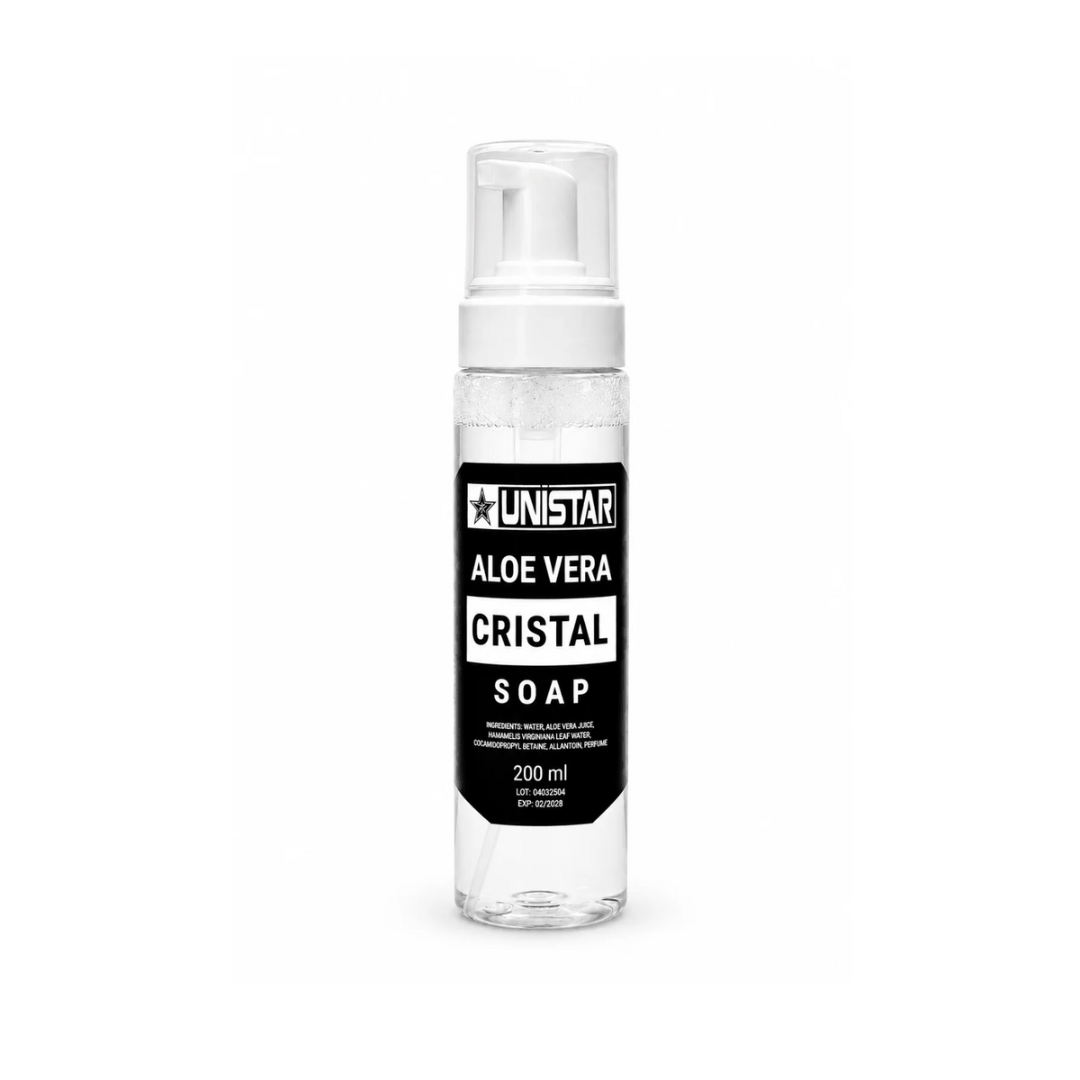 Mydło, pianka myjąca do tatuażu z aloesem - Unistar - Cristal - 200ml