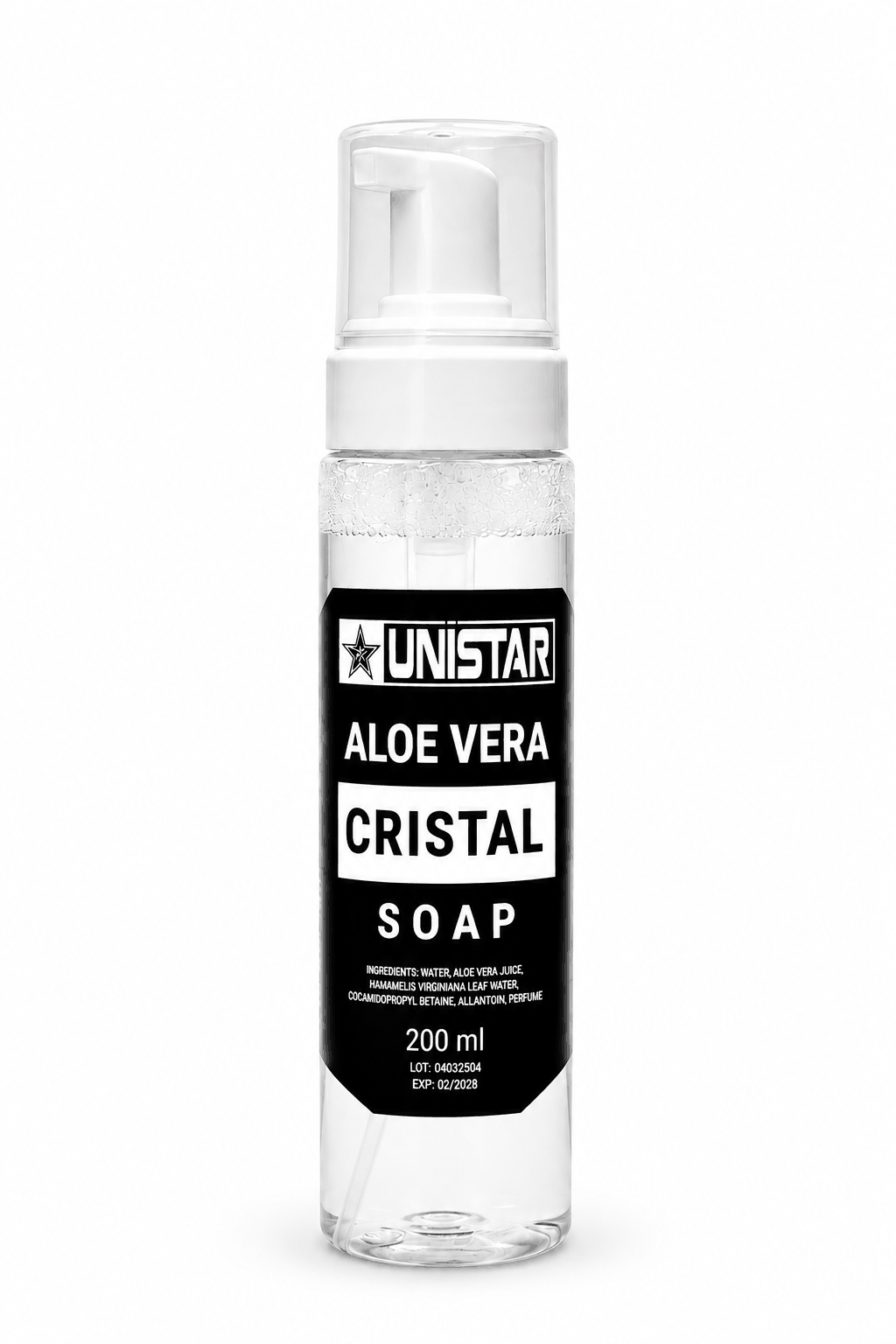 Mydło, pianka myjąca do tatuażu z aloesem - Unistar - Cristal - 200ml