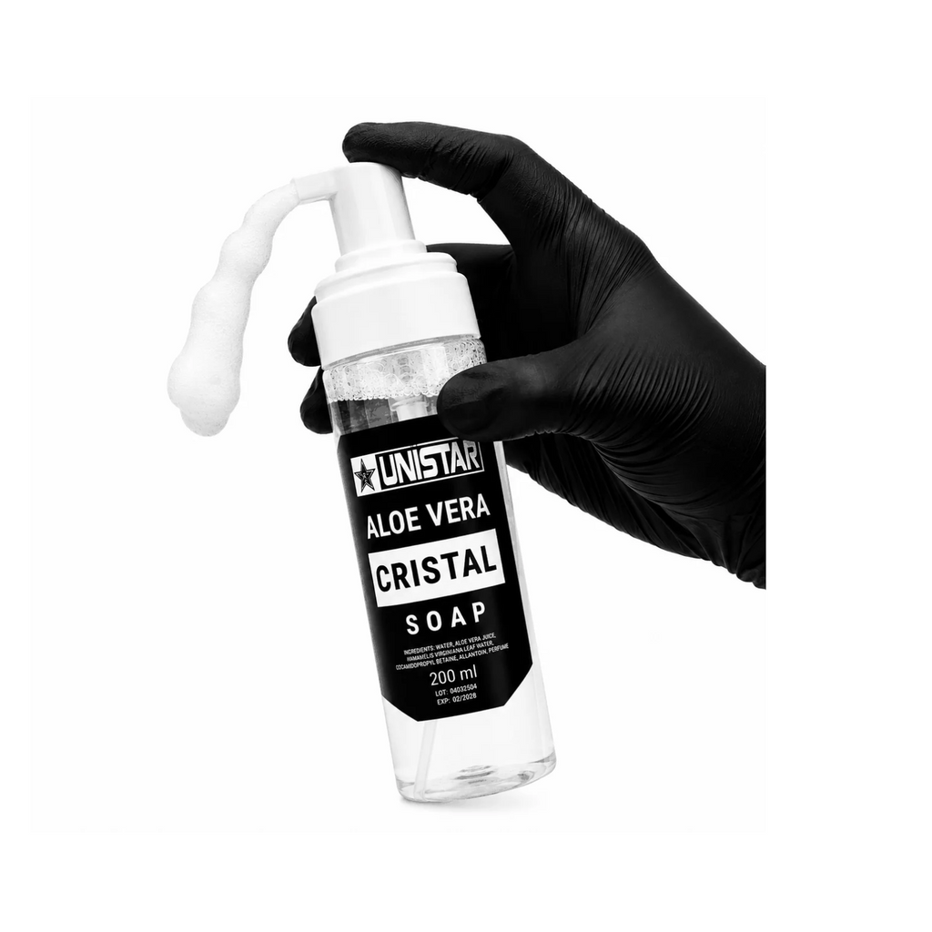 Mydło, pianka myjąca do tatuażu z aloesem - Unistar - Cristal - 200ml – zdjęcie 2