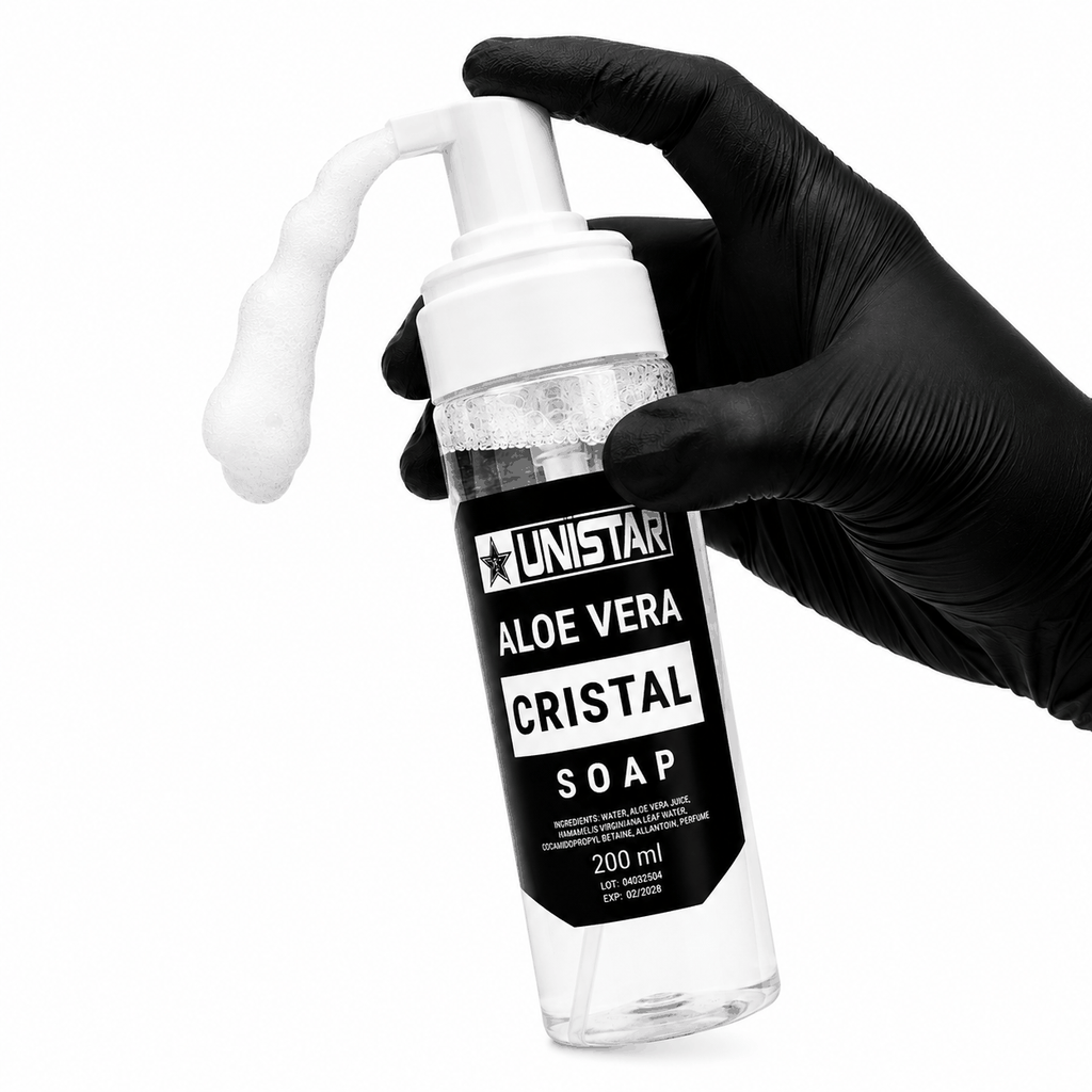 Mydło, pianka myjąca do tatuażu z aloesem - Unistar - Cristal - 200ml – zdjęcie 2