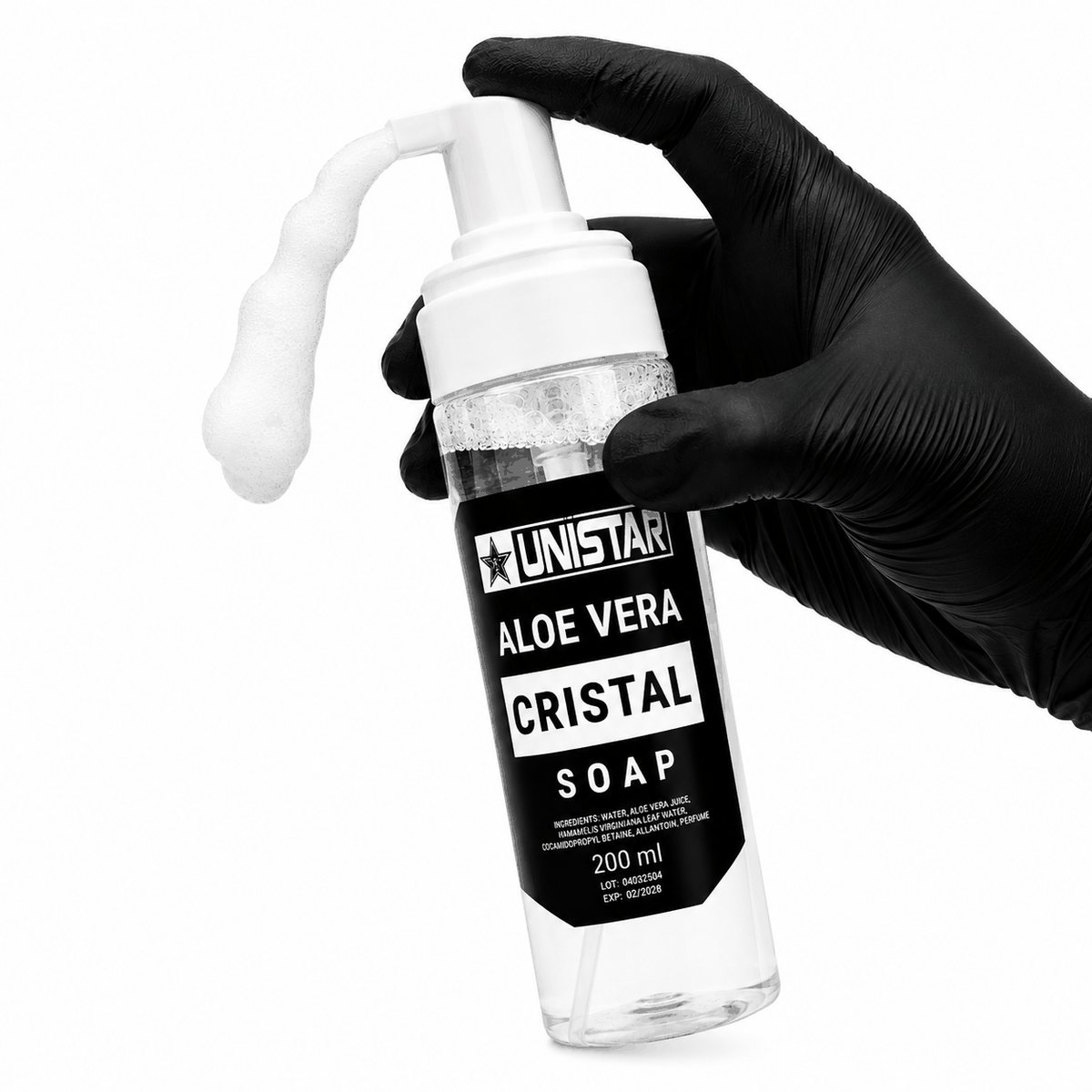 Mydło, pianka myjąca do tatuażu z aloesem - Unistar - Cristal - 200ml – zdjęcie 2