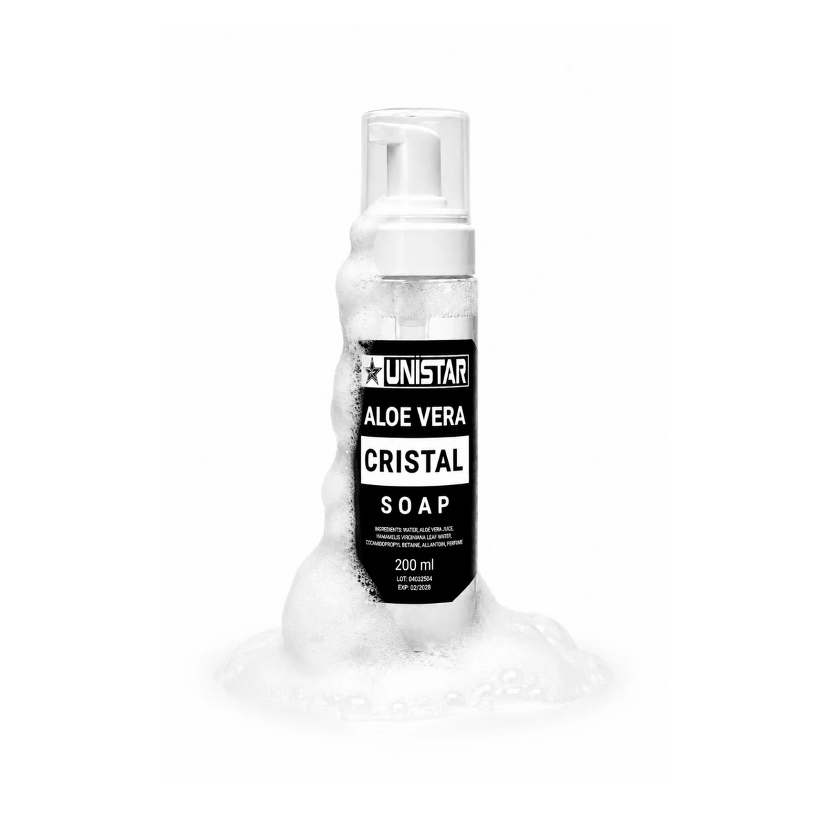 Mydło, pianka myjąca do tatuażu z aloesem - Unistar - Cristal - 200ml – zdjęcie 4