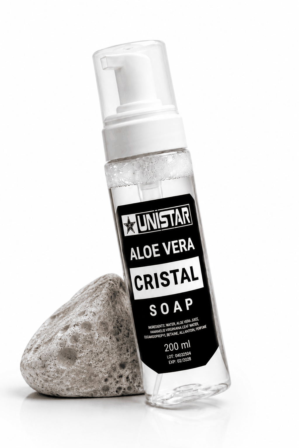 Mydło, pianka myjąca do tatuażu z aloesem - Unistar - Cristal - 200ml – zdjęcie 5