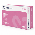Rękawiczki Nitrylowe PINK Bezpudrowe Medicov 100 szt. M - Wyrób Medyczny – zdjęcie 2