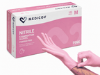 Rękawiczki Nitrylowe PINK Bezpudrowe Medicov 100 szt. M - Wyrób Medyczny – zdjęcie 3