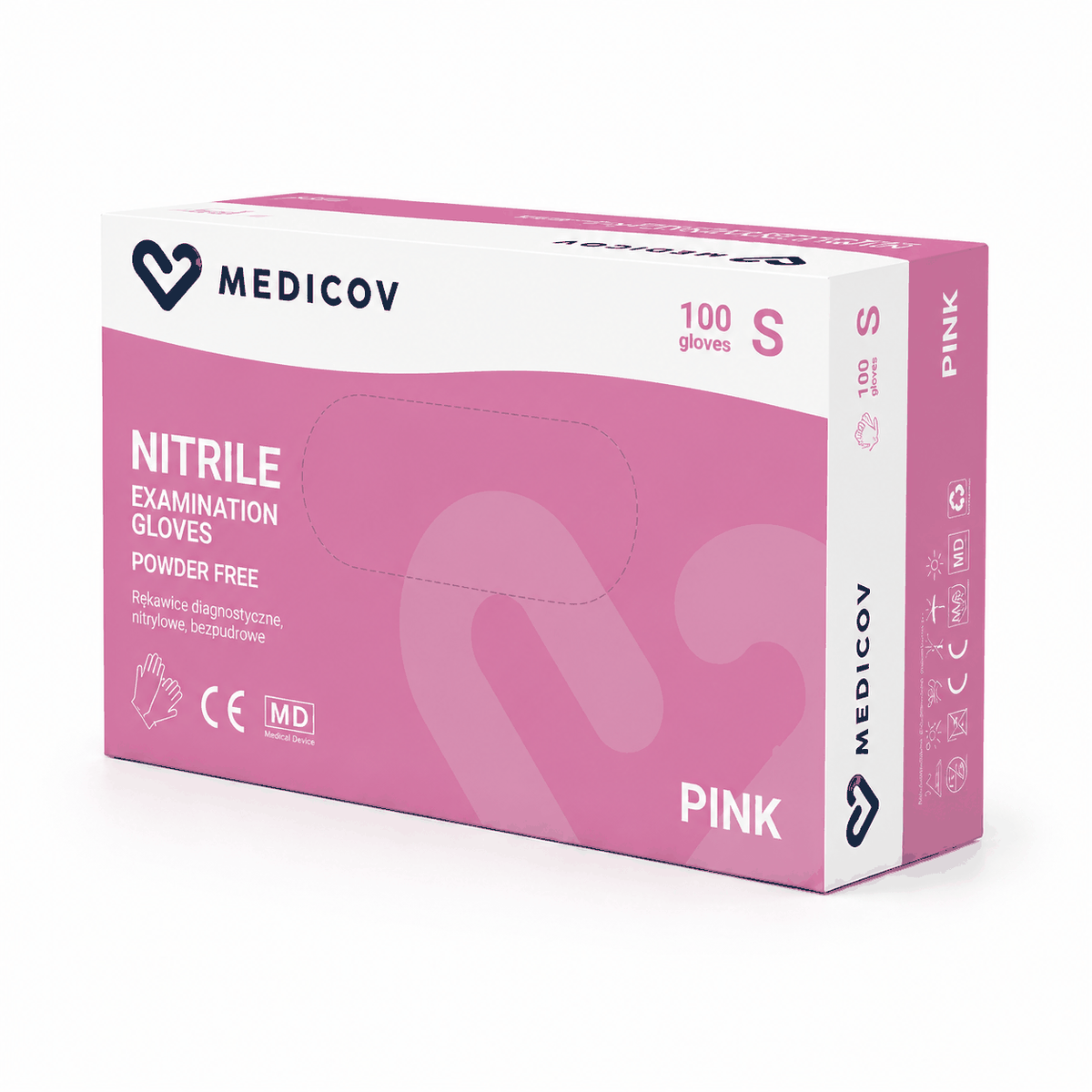 Rękawiczki Nitrylowe PINK Bezpudrowe Medicov 100 szt. S - Wyrób Medyczny – zdjęcie 2