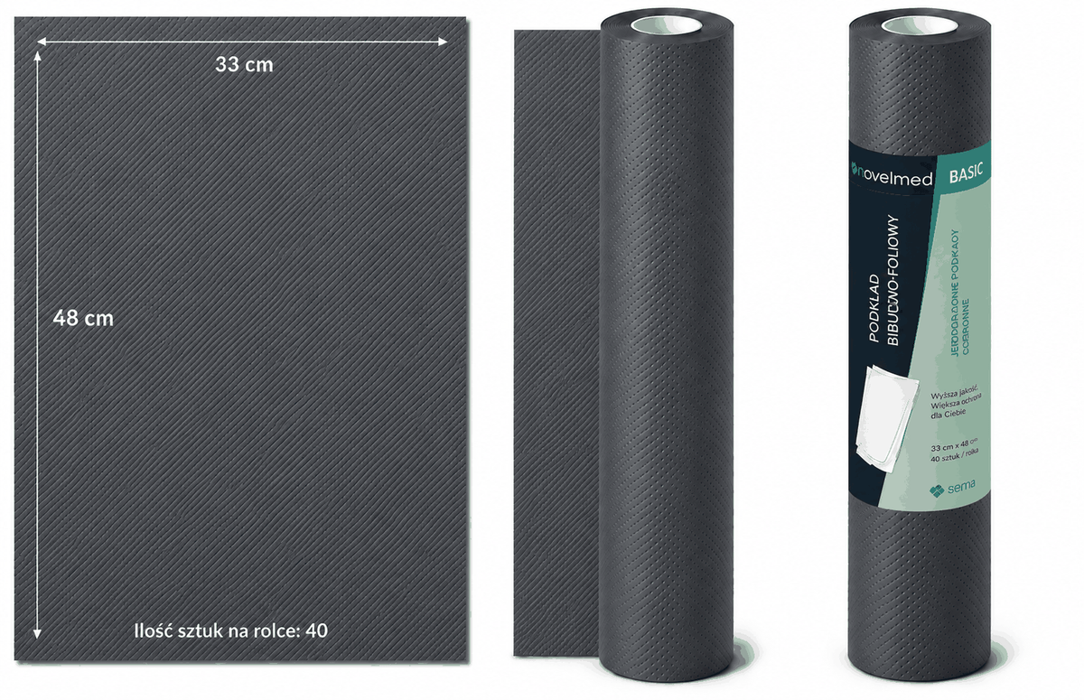 Podkład Kosmetyczny - Novelmed Basic - Black 33x48cm 40-odcinków 3-warstwy – zdjęcie 3