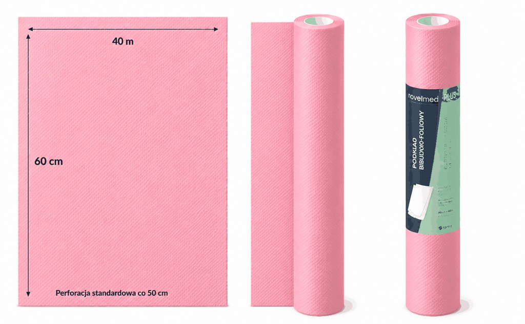 Podkład Kosmetyczny - Novelmed Basic - Pink 60cmx40m 80-odcinków 3-warstwy – zdjęcie 3
