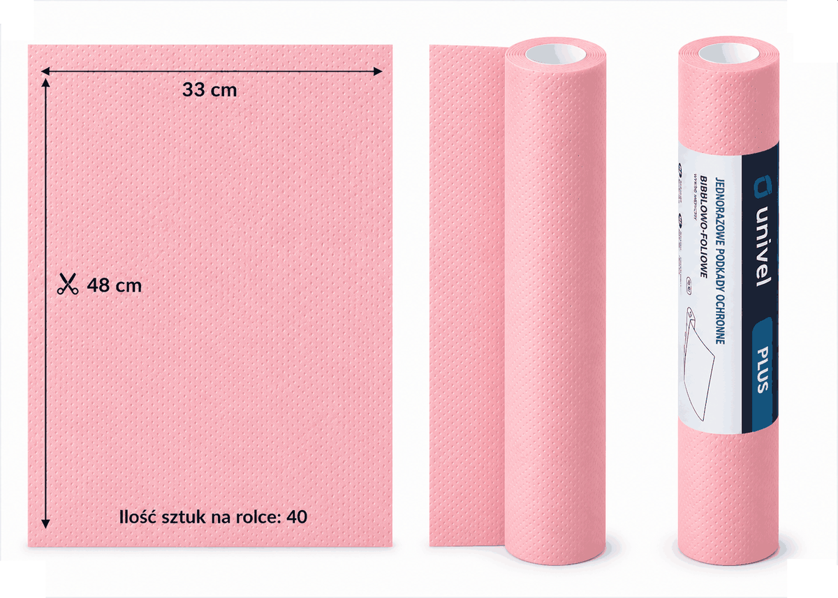 Podkład Kosmetyczny - Univel Plus - Pink 33x48cm 40-odcinków - 3-warstwy – zdjęcie 3