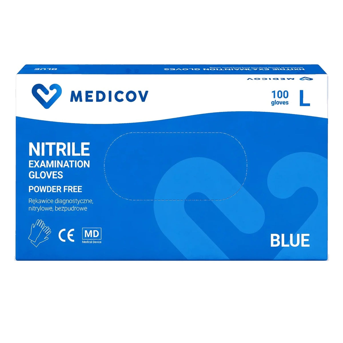 Rękawiczki Nitrylowe BLUE Bezpudrowe Medicov 100 szt. L