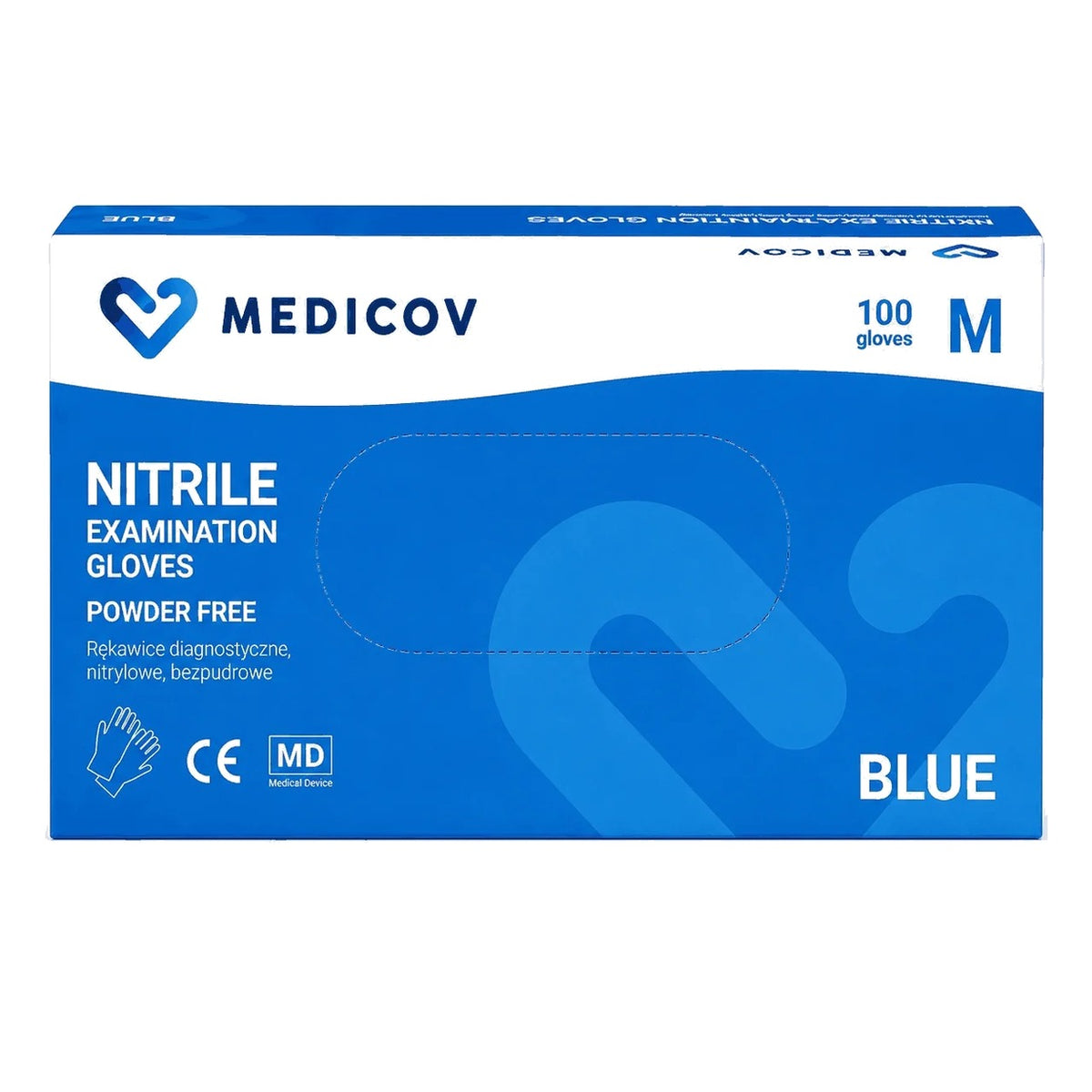 Rękawiczki Nitrylowe BLUE Bezpudrowe Medicov 100 szt. M
