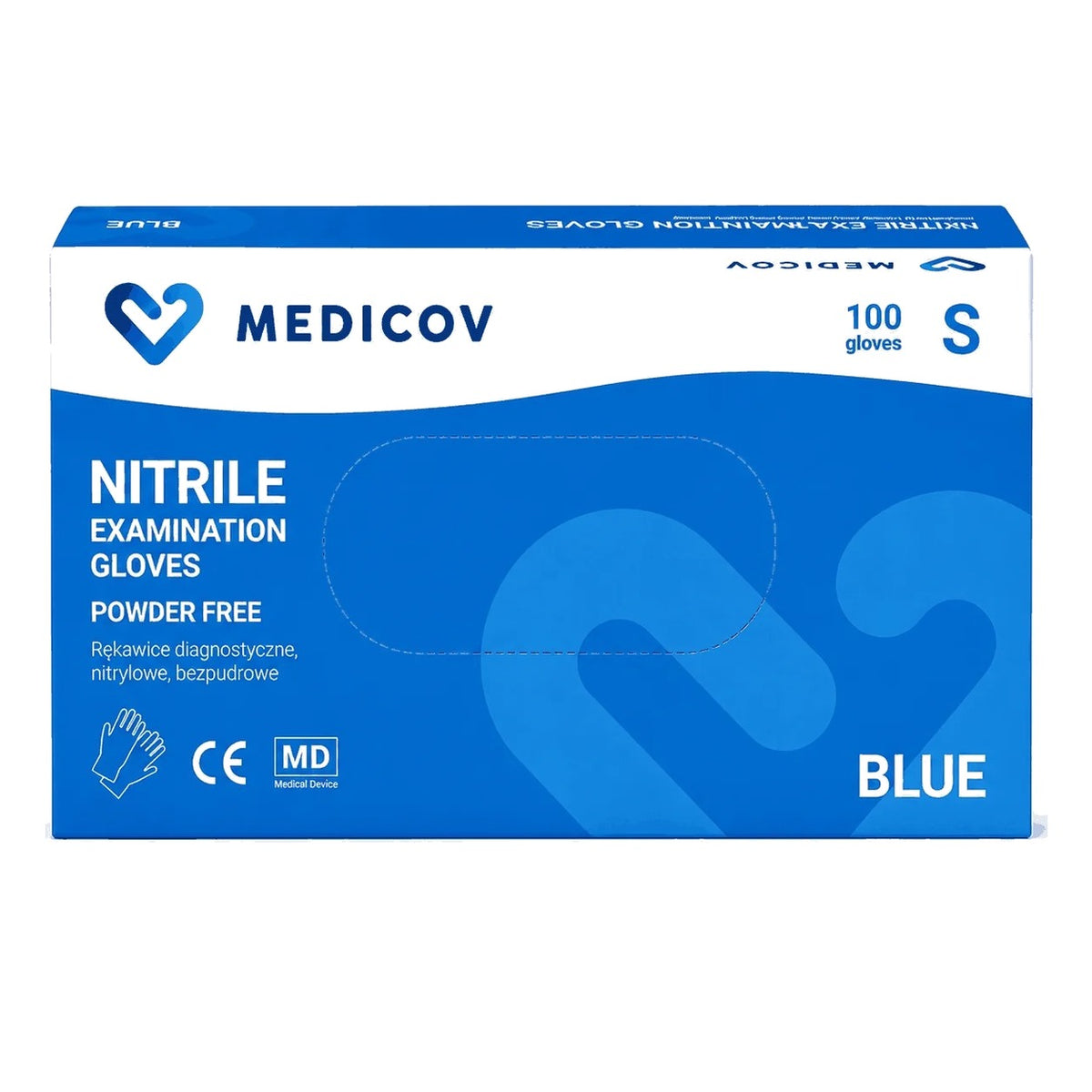 Rękawiczki Nitrylowe BLUE Bezpudrowe Medicov 100 szt. S