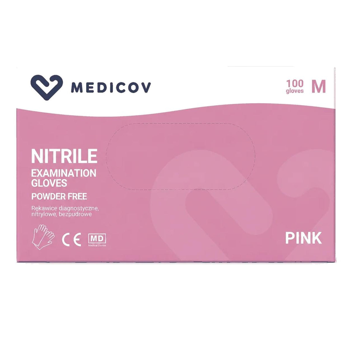 Rękawiczki Nitrylowe PINK Bezpudrowe Medicov 100 szt. M