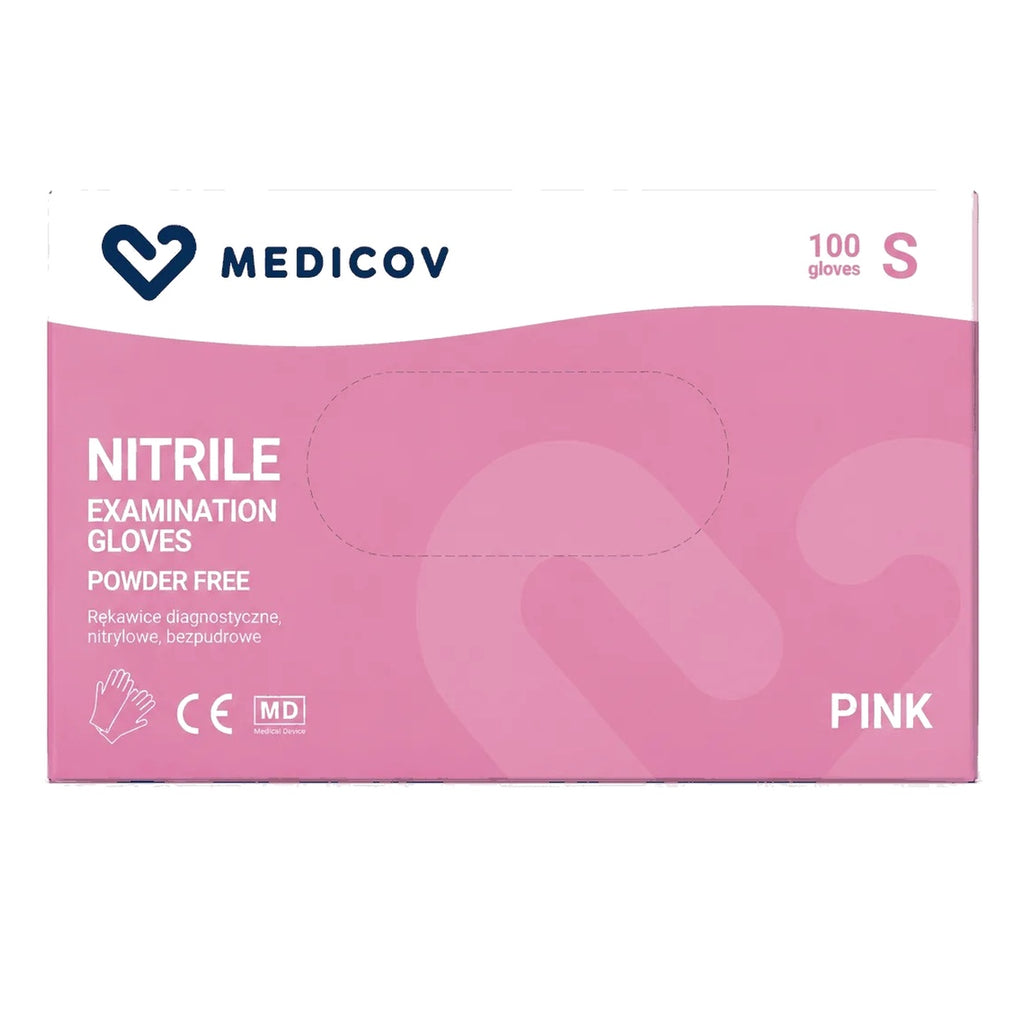 Rękawiczki Nitrylowe PINK Bezpudrowe Medicov 100 szt. S