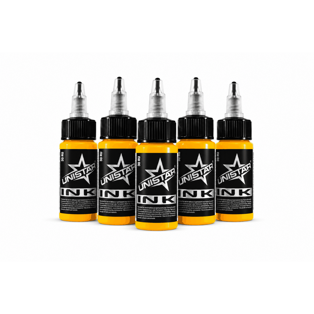 Żółta farba, tusz do tatuażu - UNISTAR INK - Yellow 30ml (Reach) – zdjęcie 4