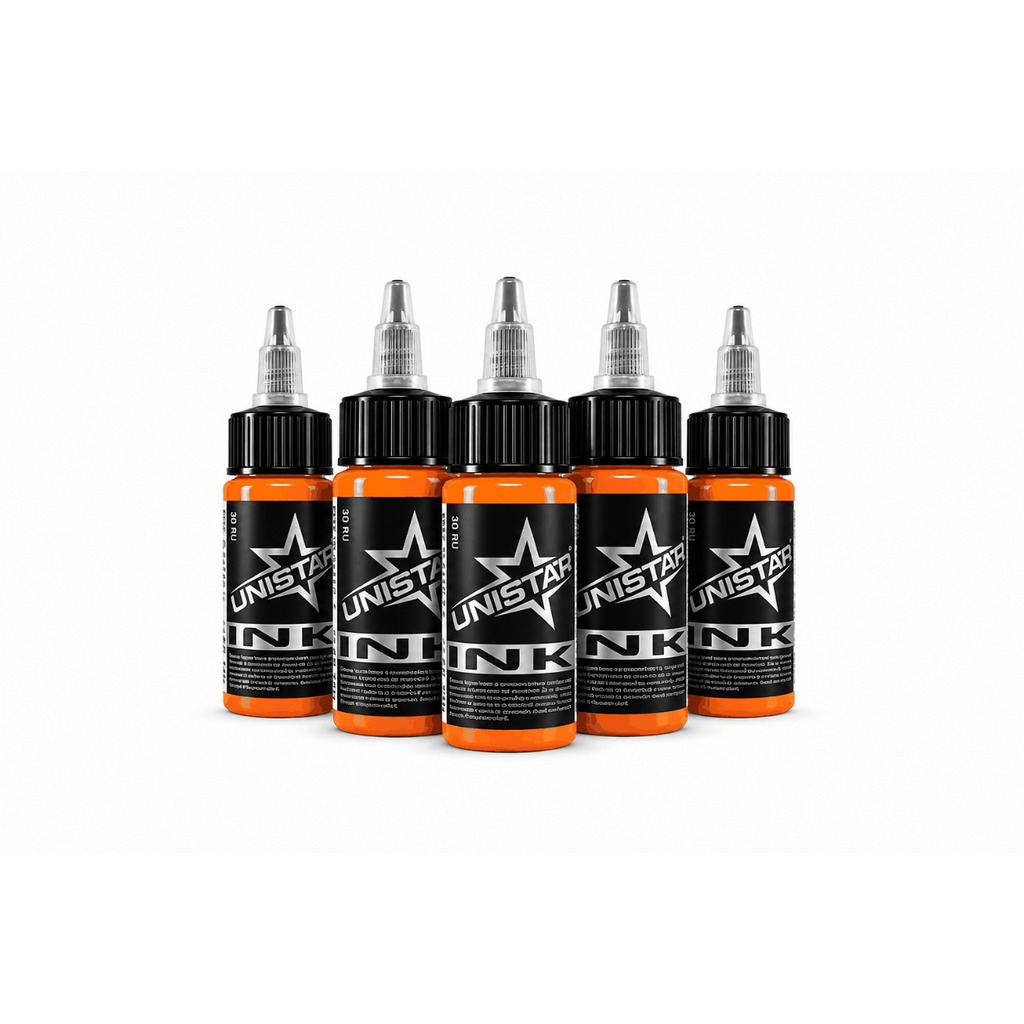 Pomarańczowa farba, tusz do tatuażu - UNISTAR INK Basic Orange 30ml(Reach) – zdjęcie 4