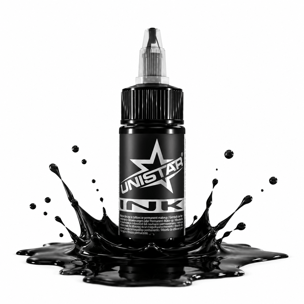 Czarna farba, tusz do tatuażu - UNISTAR INK - Top Basic Black 30ml (Reach) – zdjęcie 3
