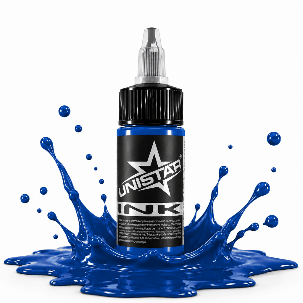 Niebieska farba, tusz do tatuażu - UNISTAR INK - Dark Blue 30ml (Reach) – zdjęcie 3