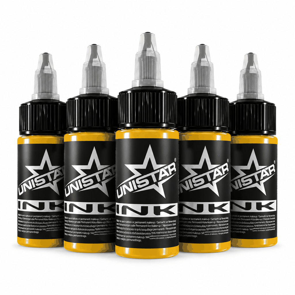 Żółta farba, tusz do tatuażu - UNISTAR INK - Golden Yellow 30ml (Reach) – zdjęcie 4