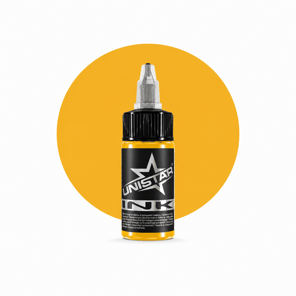 Żółta farba, tusz do tatuażu - UNISTAR INK - Golden Yellow 30ml (Reach) – zdjęcie 5