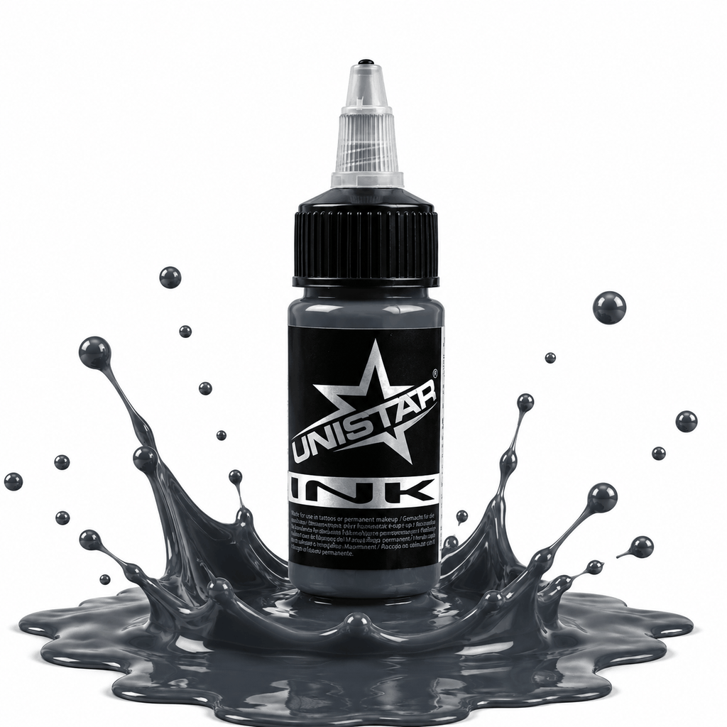 Szara farba, tusz do tatuażu - UNISTAR INK - Gray Medium Dark 30ml (Reach) – zdjęcie 3