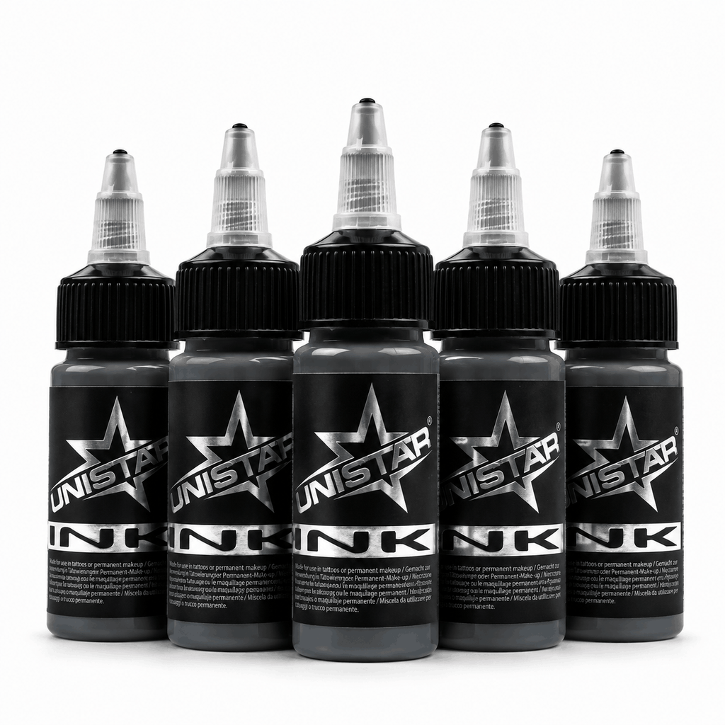 Szara farba, tusz do tatuażu - UNISTAR INK - Gray Medium Dark 30ml (Reach) – zdjęcie 4