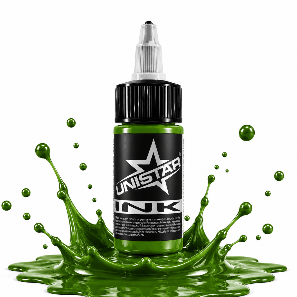 Zielona farba, tusz do tatuażu - UNISTAR INK - Basic Green Dark 30ml(Reach) – zdjęcie 3