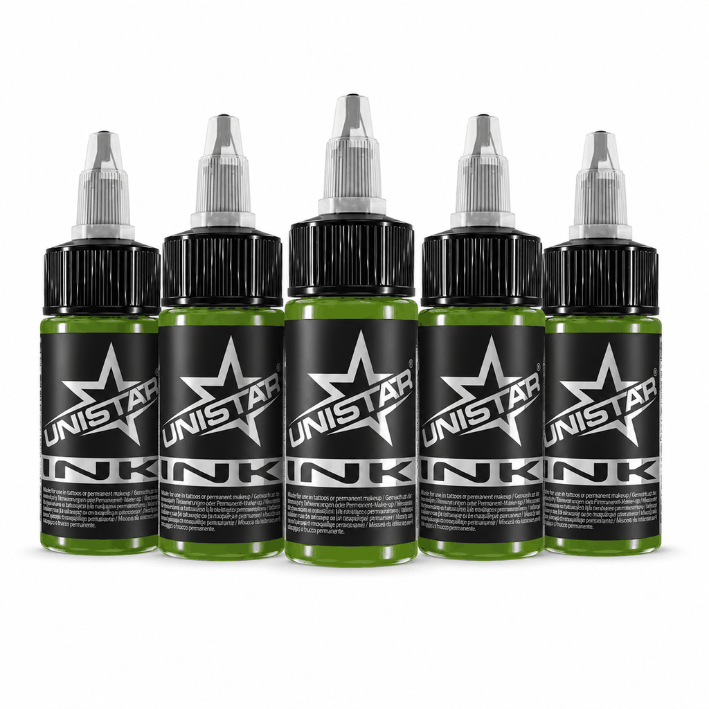 Zielona farba, tusz do tatuażu - UNISTAR INK - Basic Green Dark 30ml(Reach) – zdjęcie 4