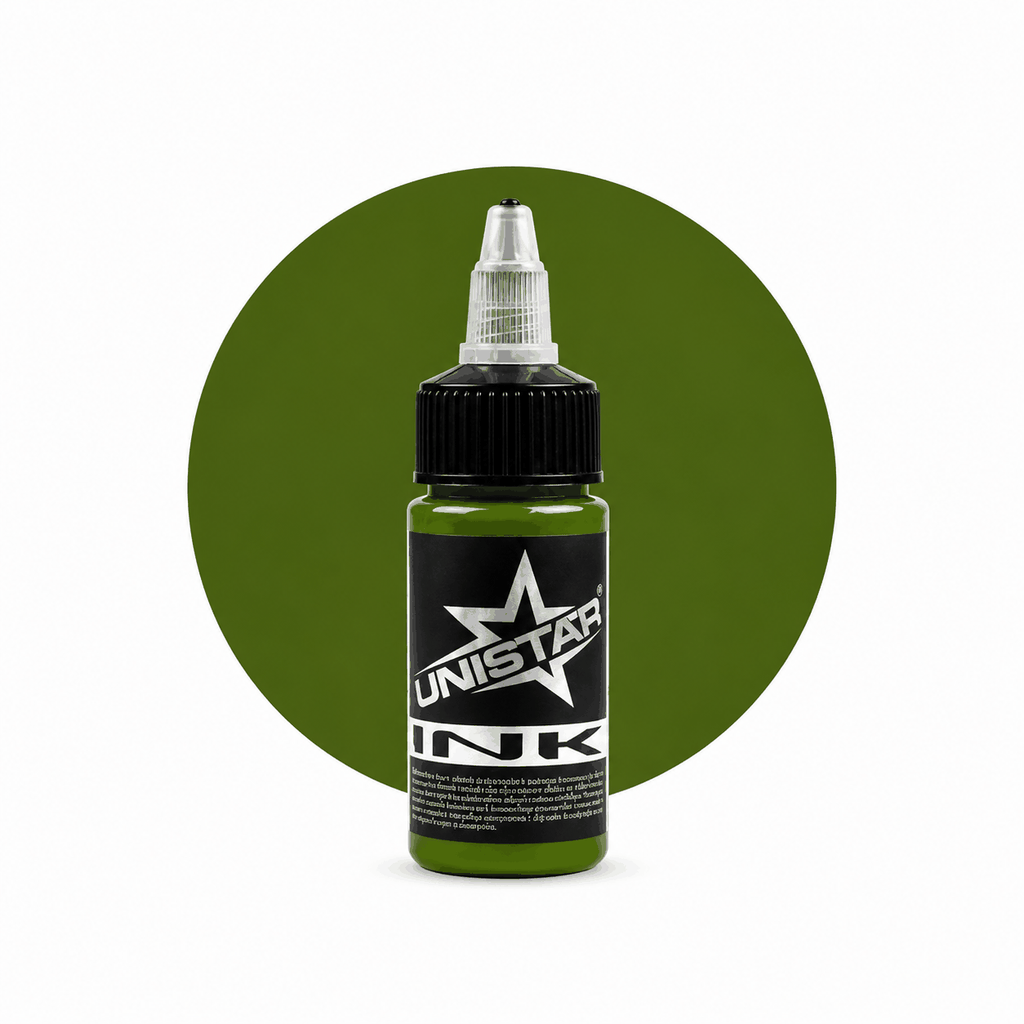 Zielona farba, tusz do tatuażu - UNISTAR INK - Basic Green Dark 30ml(Reach) – zdjęcie 5
